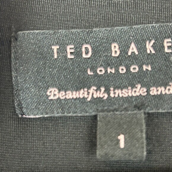 Ted Baker Size 1 US 4 Lizzey Front Twist Sparkle Dress Party Cocktail Black Silv - Picture 7 of 7